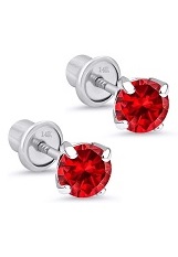 elegant white gold round basket baby January birthstone earrings
